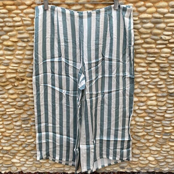 Chaser x Revolve Silk Like Flow Wide Leg Green Stripe Pants. Size Medium. NWT - Picture 1 of 4